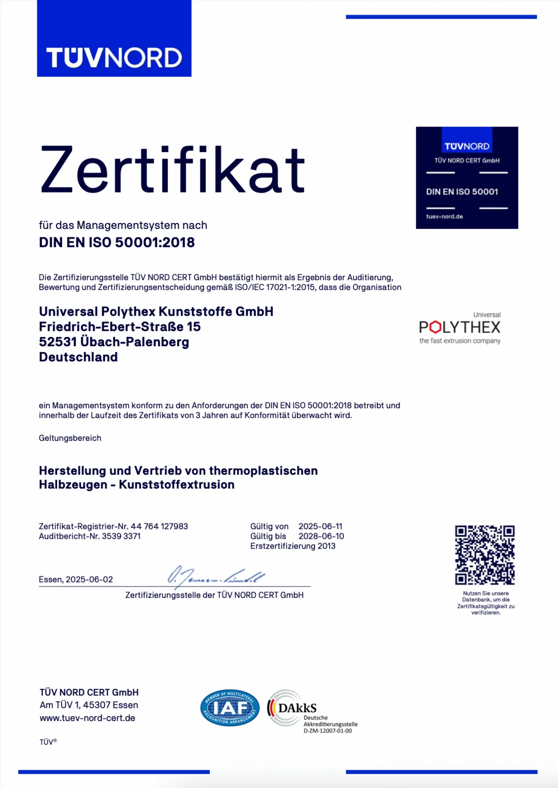 DIN EN ISO 50001 Zertifikat
