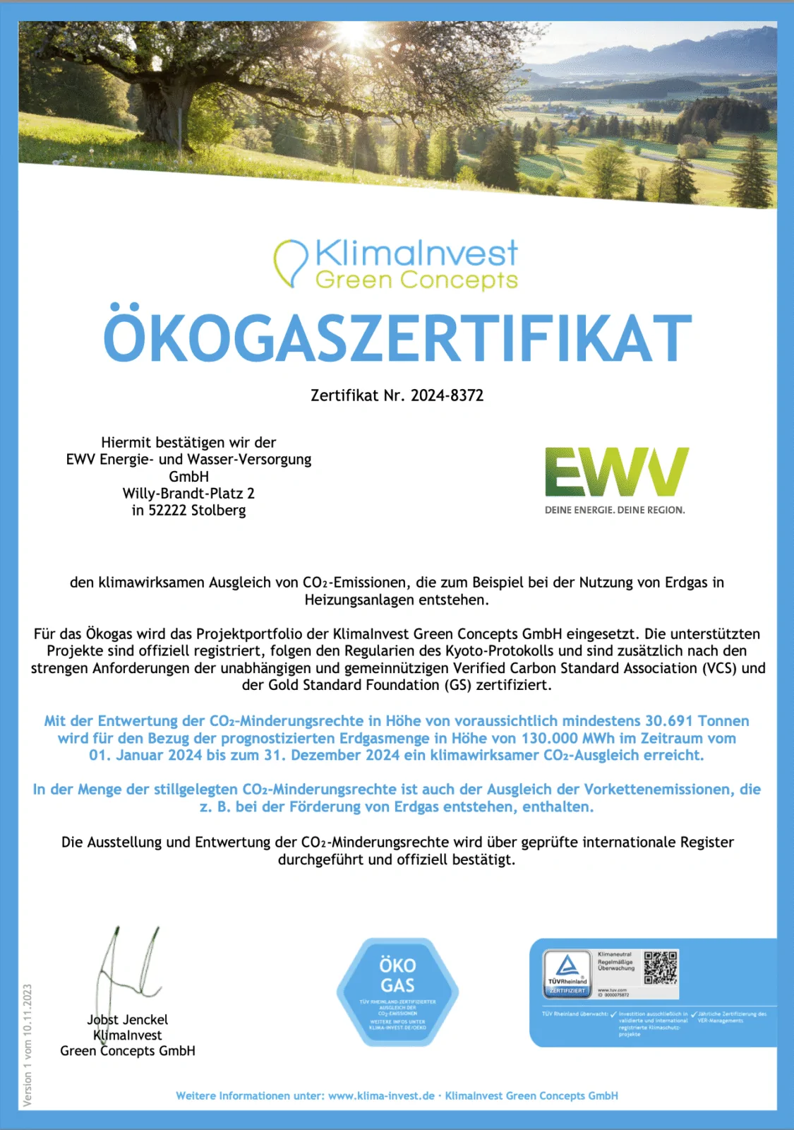 Ökogaszertifikat